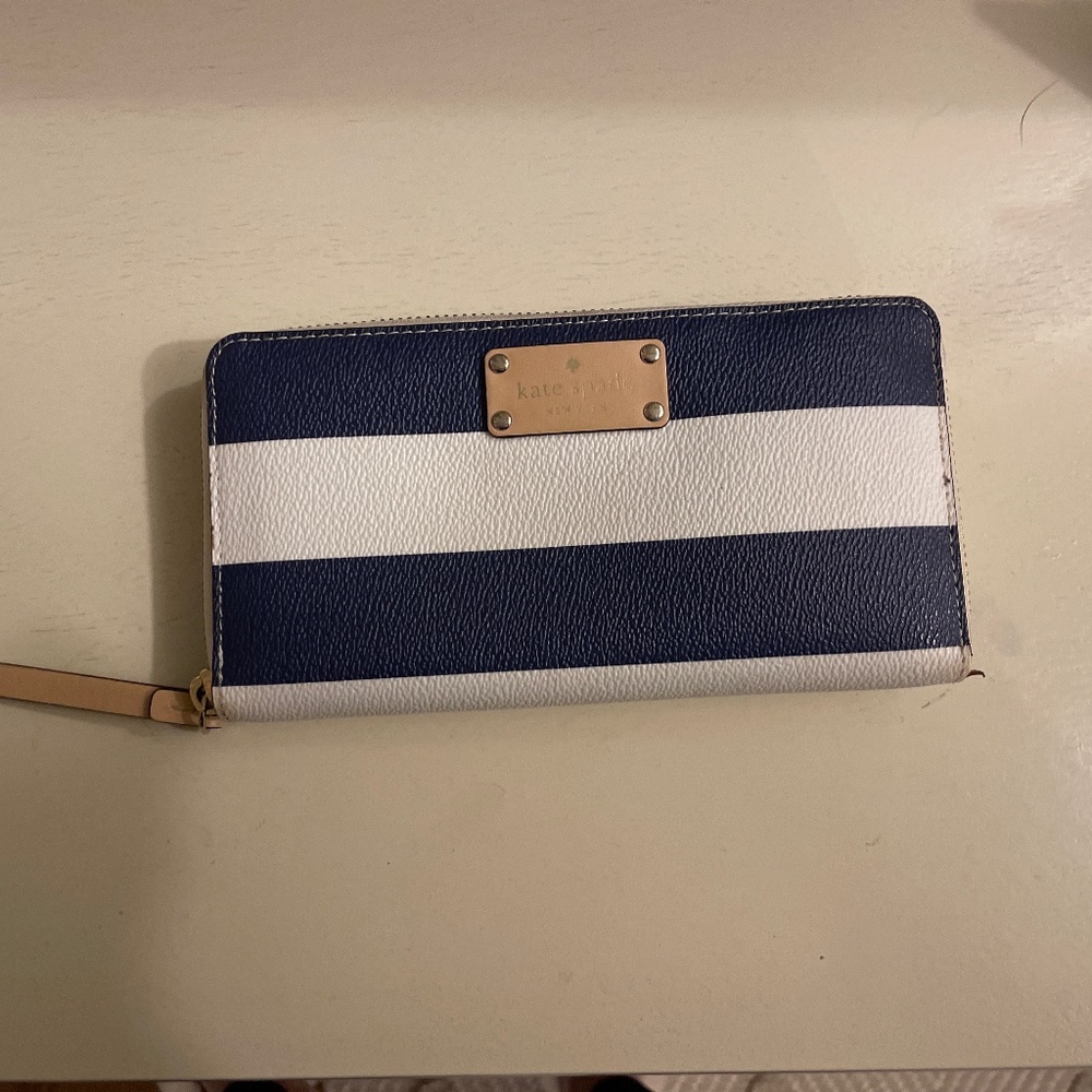 Kate spade blue and white wallet